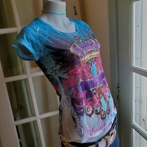 Guess 90s Crown Rhinestone Top
